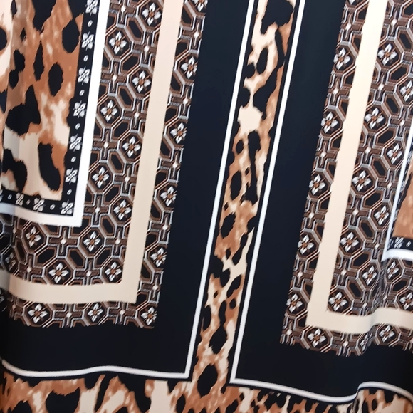 ALFANI Animal Print Peep Hole Jeweled Tunic Top 3/4 Bell Sleeves Large - Picture 4 of 8